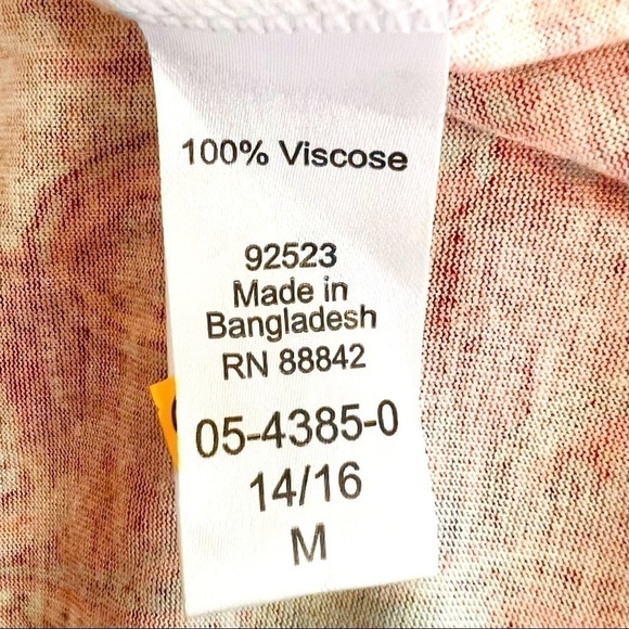 ELLOS Red Paisly Shift Dress Capped Sleeves Scoop Neck 100 Viscose Knee Length M - Picture 11 of 12